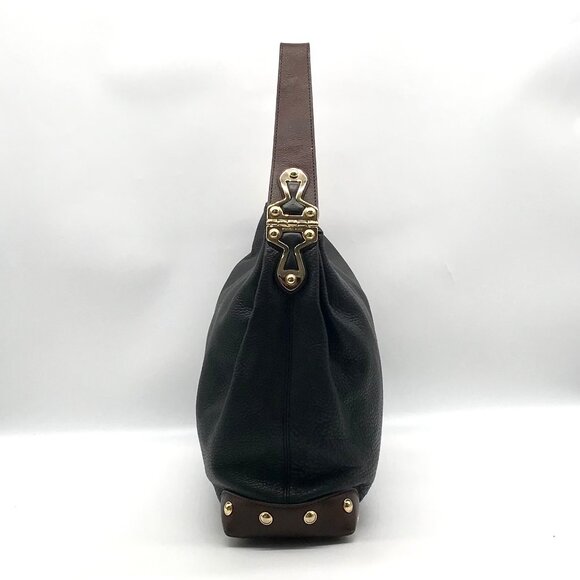 Michael Kors Black & Brown Pebbled Leather Joplin Shoulder Hobo Bag - Picture 4 of 10